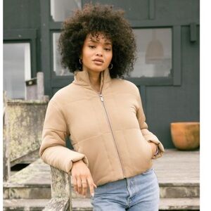 Travis Matthew Mont Blanc brown tan puffer jacket size larger